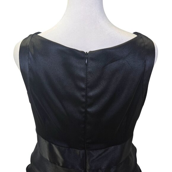 London Times Satin Layered Little Black Bodycon Dress Size 10 Petite - Picture 6 of 7